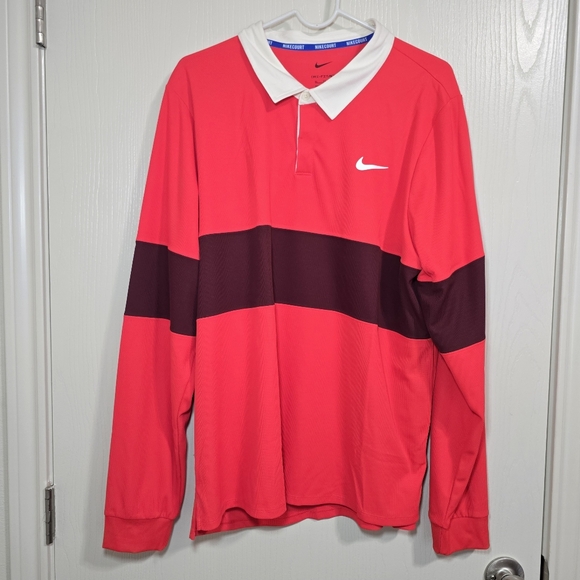 Nike Court Advantage ADV Slam TENNIS Rugby Long Sleeve Polo IB8141-696 Mens XL - Picture 1 of 7